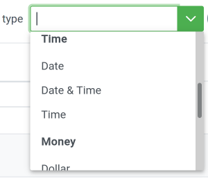 Field type selection